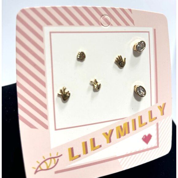 Lily 3 Pair Mismatched Stud Earrings Set Creative Style Fashion Jewelry *READ* - Picture 2 of 5